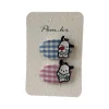 New Korean-style children's fabric cartoon hair clip with checkered oval bangs and side tousled hair, a girl's bye-bye hair clip accessory Item Picture